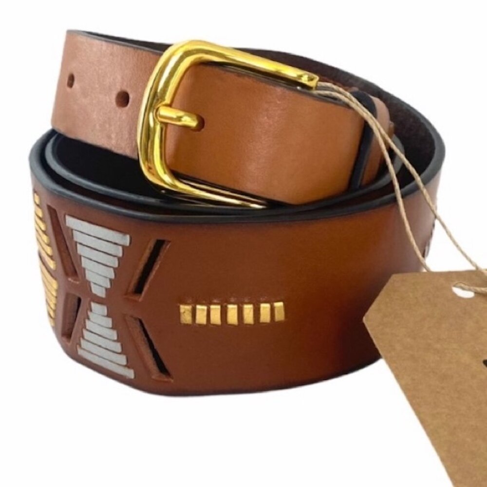 Cuirum Barcelona Brown Leather Handmade Woven Belt